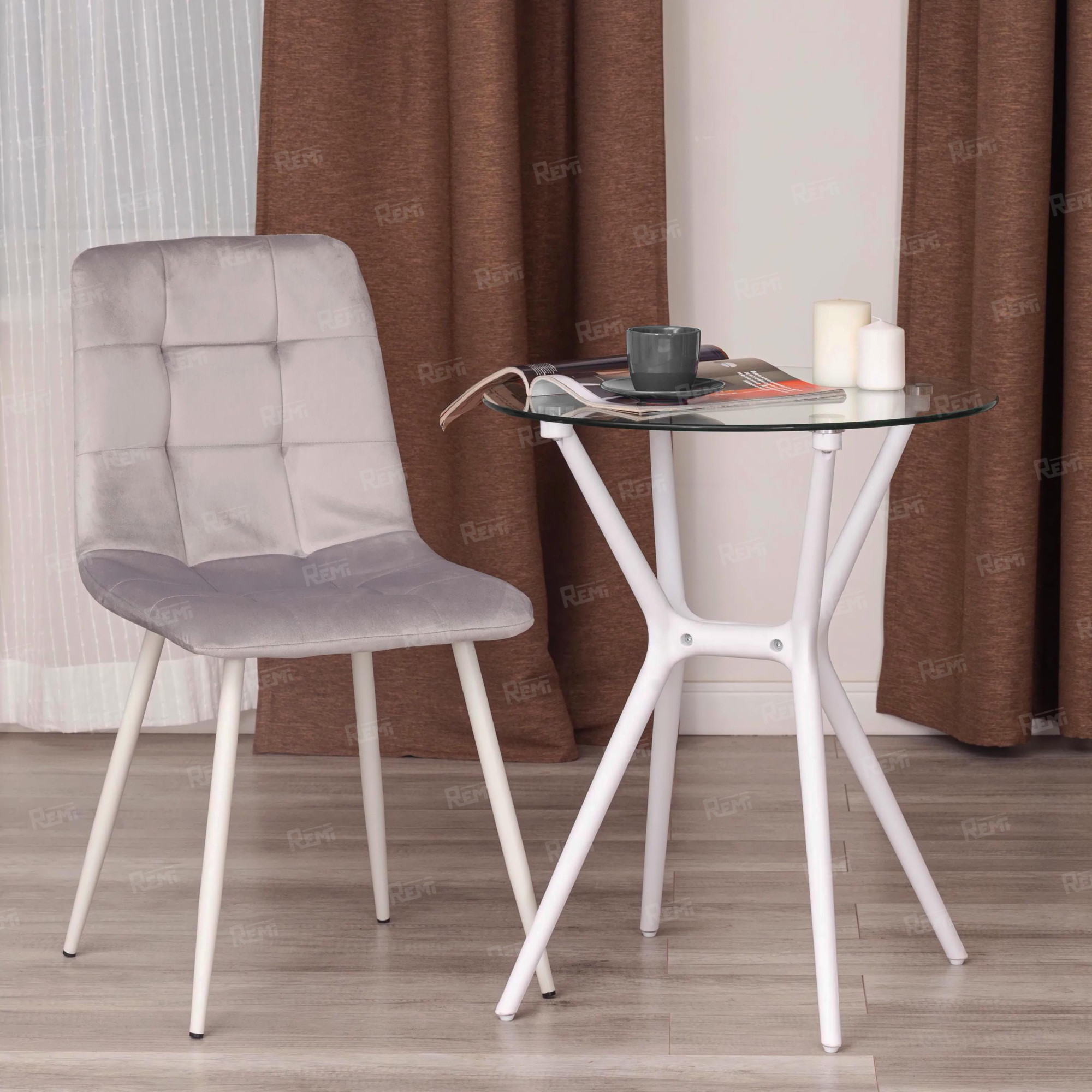 Стул CHILLY (mod. 7094-1) Светло-Серый/Светло-Серый, Вельвет (арт. 21427)