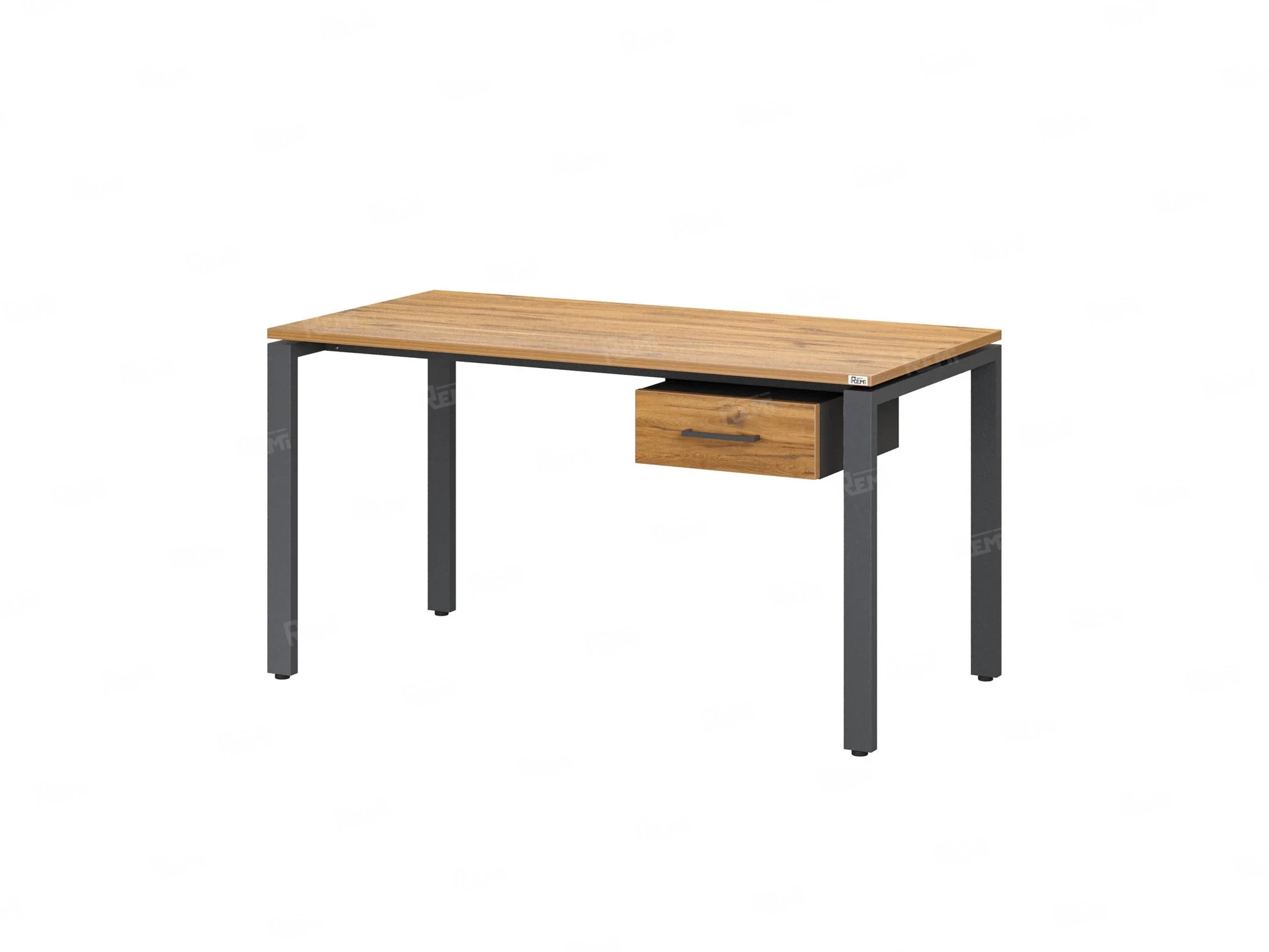 Стол прямой с подвесной тумбой, П-опора 1800x700x750 RM038-18x7 Дуб Юстус/Серый