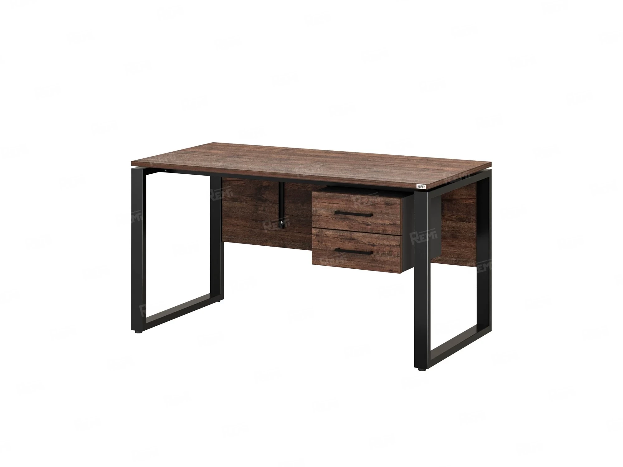 Стол прямой, подвесная тумба, ЛДСП экран, О-опора 1800x800x750 RM033-18x8 Дуб Апрельский шоколад/Черный