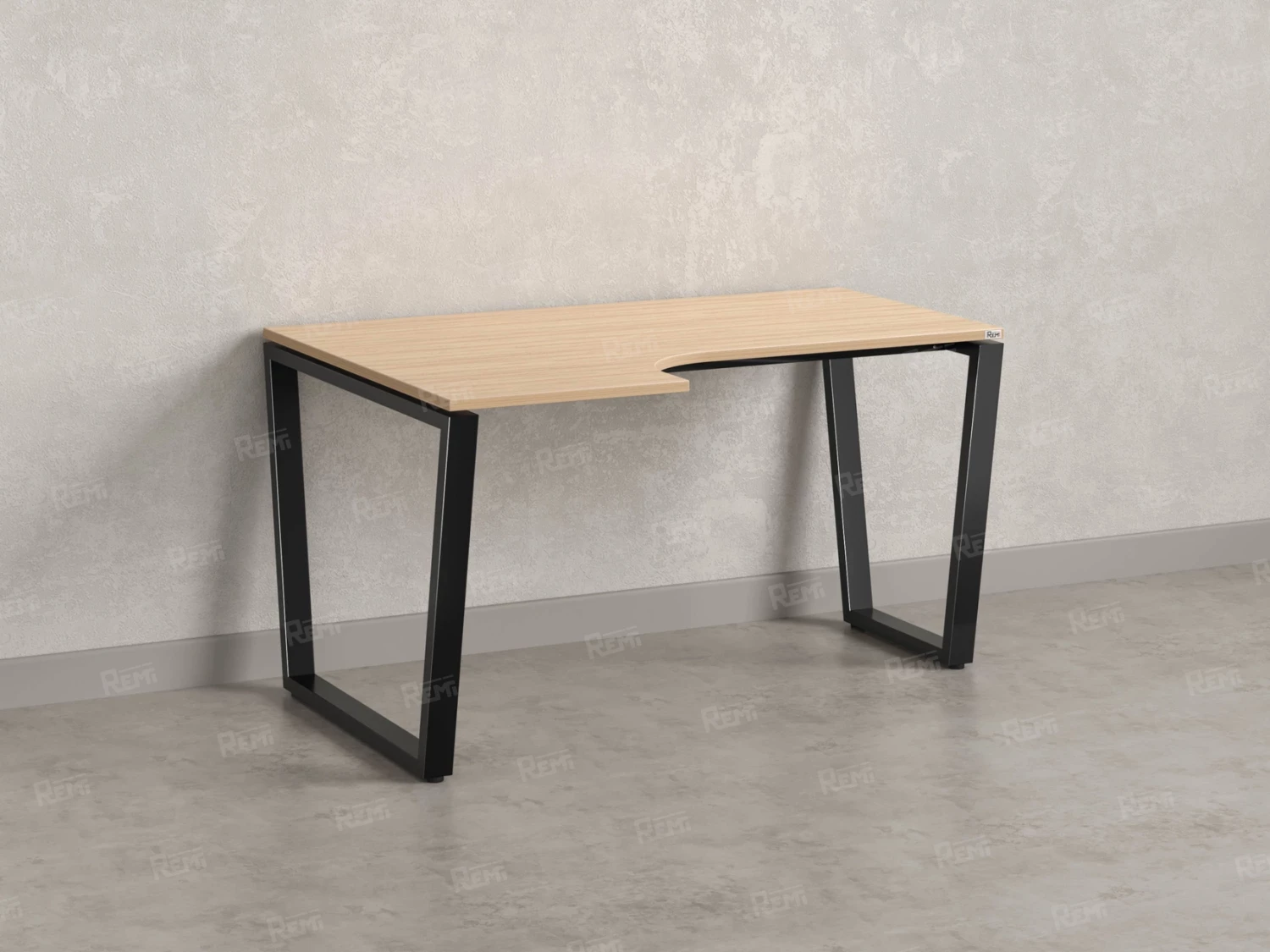 Стол угловой, U-опора, левый 1600x800/1000x750, RM051-16x8-10 Вяз Швейцарский светлый/Черный