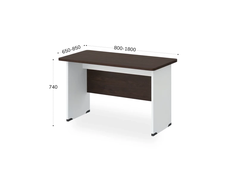 BRL RB001-140х65 Стол прямой с вогнутой столешницей 650 мм 1400х650х740 Венге/Белый