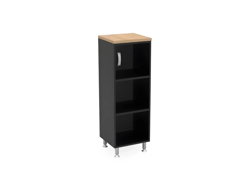 BRL RB049-45х43R Стеллаж закрытый витрина стекло левый 450х430х1290 Акация/Черный