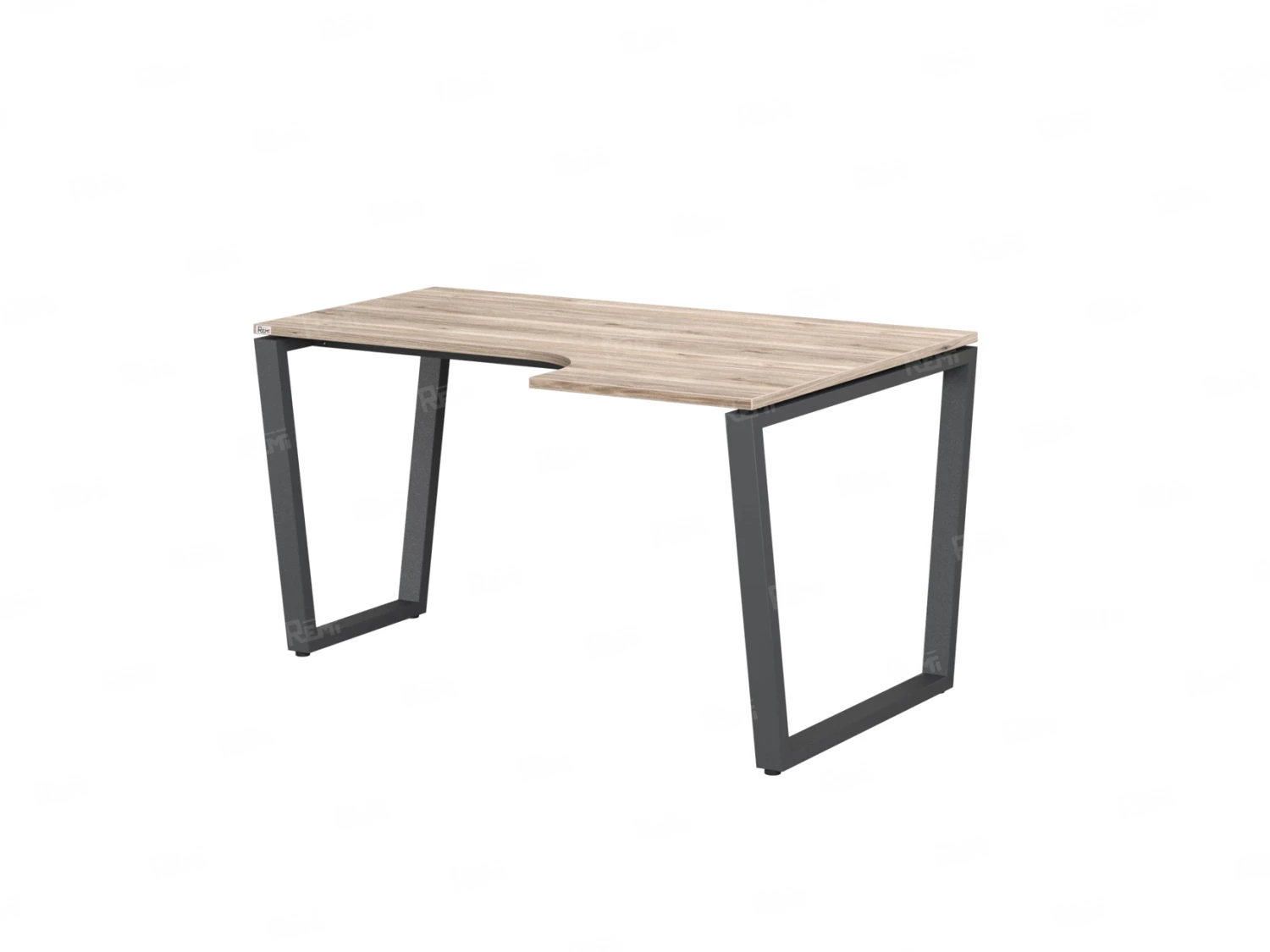 Стол угловой, U-опора, правый 1600x900/1200x750, RM050-16x9-12 Дуб Маувелла/Серый