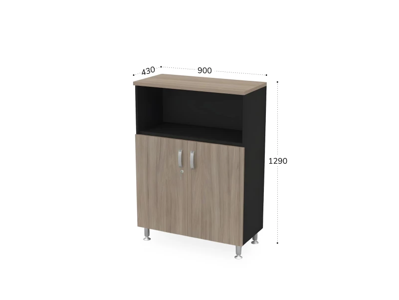 BRL RB052-90х43 Шкаф-стеллаж широкий 3 уровня 900х430х1290 Шорвуд/Черный