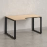 Стол угловой, О-опора, левый 1400x800/1000x750, RM055-14x8-10 Вяз Швейцарский светлый/Черный