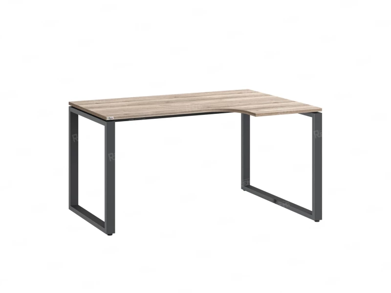 Стол угловой, О-опора, правый 1400x900/1200x750, RM054-14x9-12 Дуб Маувелла/Серый