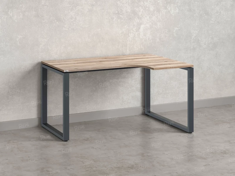 Стол угловой, О-опора, правый 1400x900/1200x750, RM054-14x9-12 Дуб Маувелла/Серый