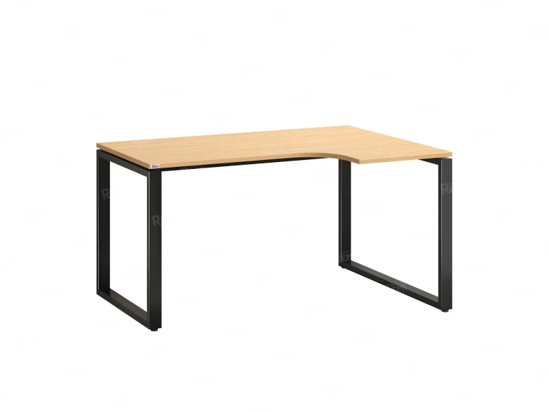 Стол угловой, О-опора, правый 1800x800/1000x750, RM054-18x8-10 Вяз Швейцарский светлый/Черный