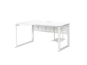 Стол угловой, экран металл, О-опора, левый 1400x700/900x750, RM056-14x7-9 Белый/Белый