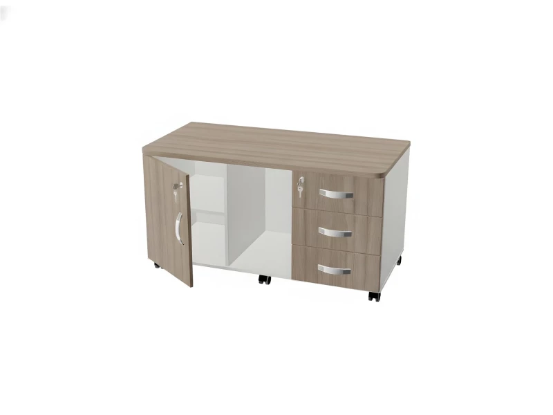 BRL RB034-110х56 Сервисная тумба для копировальной техники 1100х560х740 Дрифтвуд/Белый