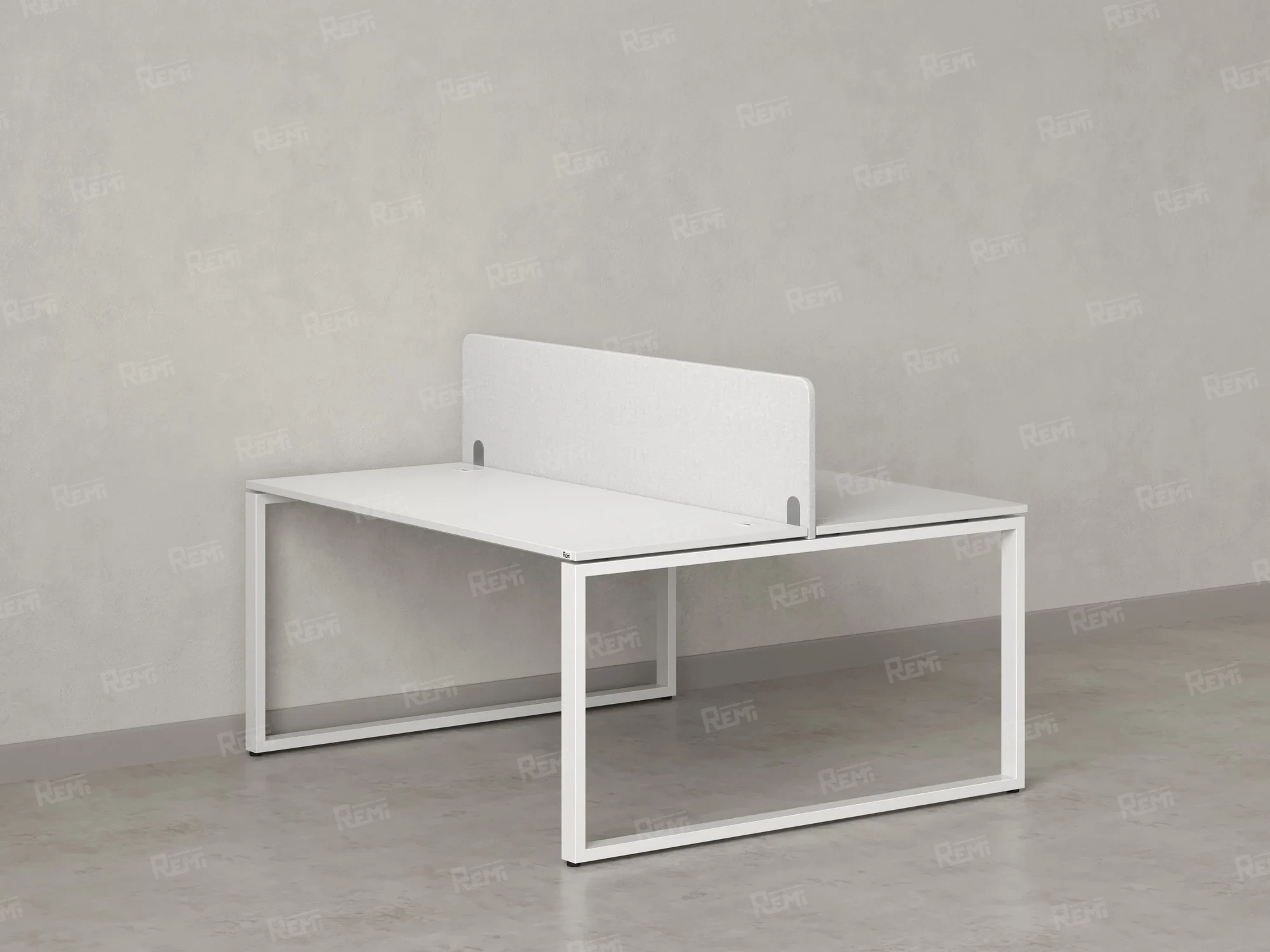 Бенч-система, 2 рабочих места, с одним тканевым экраном 1200x1400x750 RM169-1-12x14 Белый/Белый