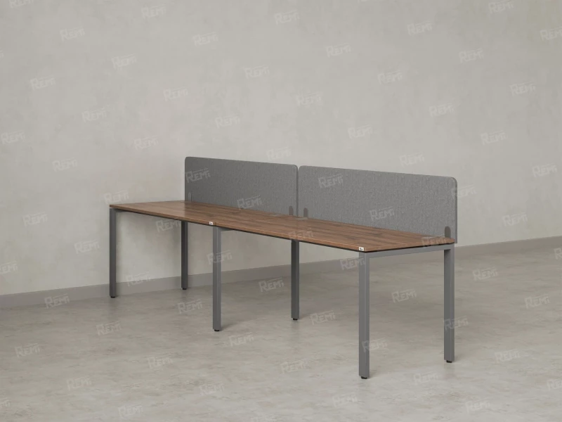 Бенч-система в 1 ряд, 2 рабочих места 2 тканевых экранов 2700x700x750 RM167-3-27x7 Дуб Юстус/Серый