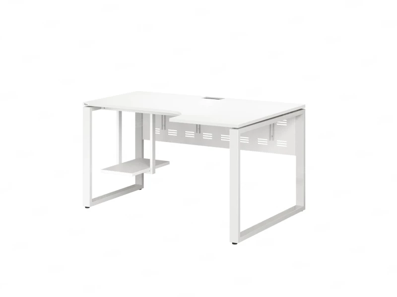 Стол угловой, экран металл, О-опора, правый 1800x700/900x750, RM057-18x7-9 Белый/Белый