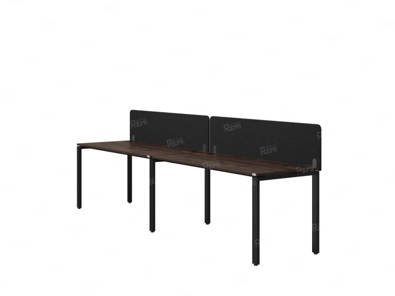 Бенч-система в 1 ряд, 2 рабочих места 2 тканевых экранов 3600x800x750 RM167-3-36x8 Дуб Апрельский шоколад/Черный