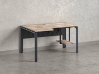Стол угловой, экран металл, П-опора, левый 1400x900/1200x750, RM059-14x9-12 Дуб Маувелла/Серый