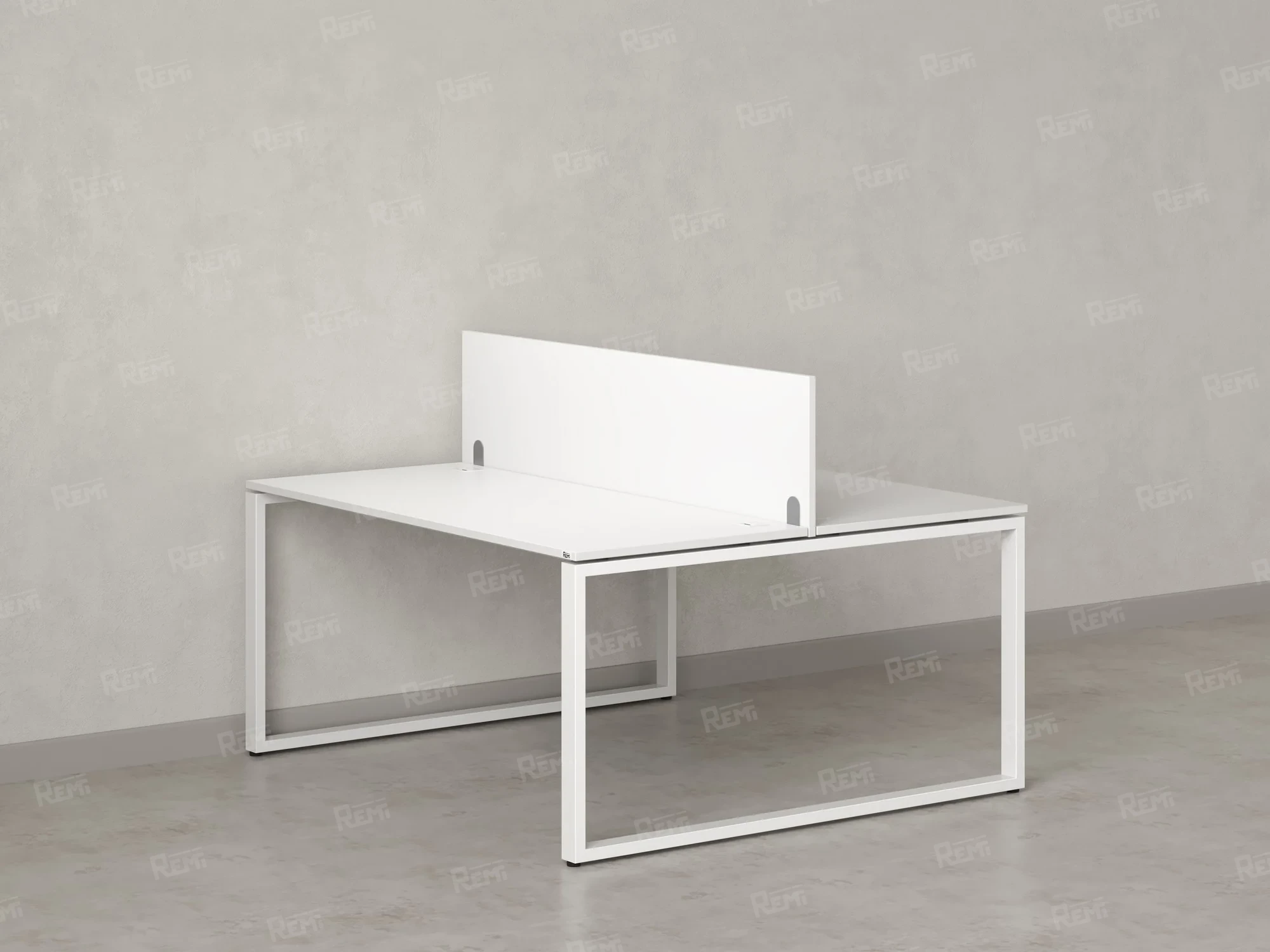 Бенч-система, 2 рабочих места, с одним экраном ЛДСП 1600x1200x750 RM169-2-16x12 Белый/Белый