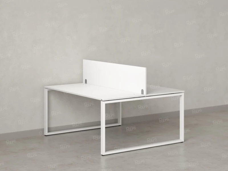 Бенч-система, 2 рабочих места, с одним экраном ЛДСП 1600x1200x750 RM169-2-16x12 Белый/Белый