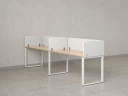 Бенч-система в 1 ряд, 2 рабочих места 5 тканевых экранов 3200x800x750 RM168-1-32x8 Вяз Швейцарский светлый/Белый