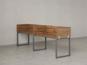 Бенч-система в 1 ряд, 2 рабочих места 5 ЛДСП экранов 2000x800x750 RM168-2-20x8 Дуб Юстус/Серый