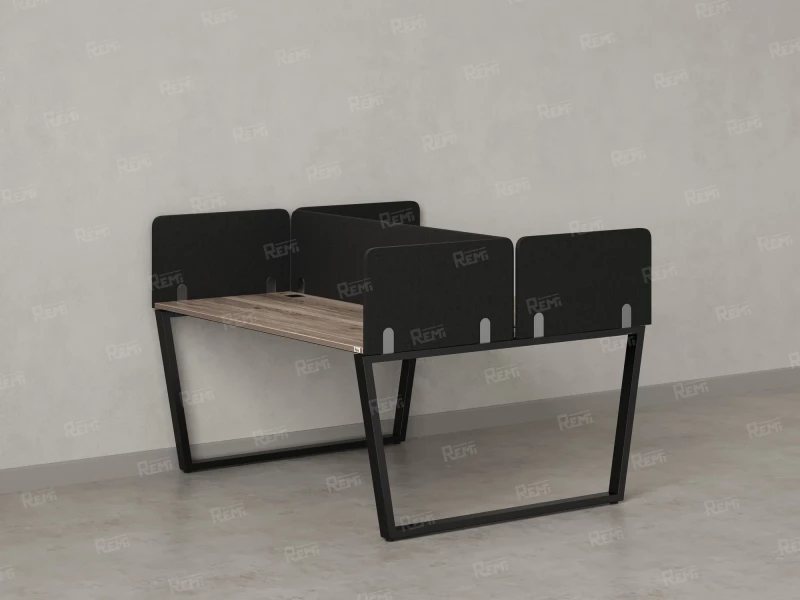 Бенч-система, 2 рабочих места, 5 тканевых экранов 1000x1200x750 RM172-3-10x12 Дуб Маувелла/Черный