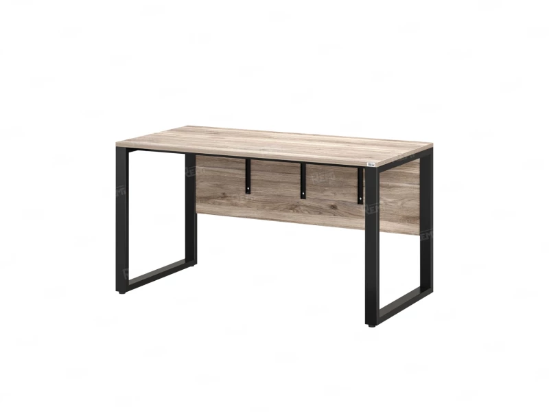 Стол прямой на О-образных опорах, экран ЛДСП 2000x700x750 RM006-20x7 Дуб Маувелла/Черный