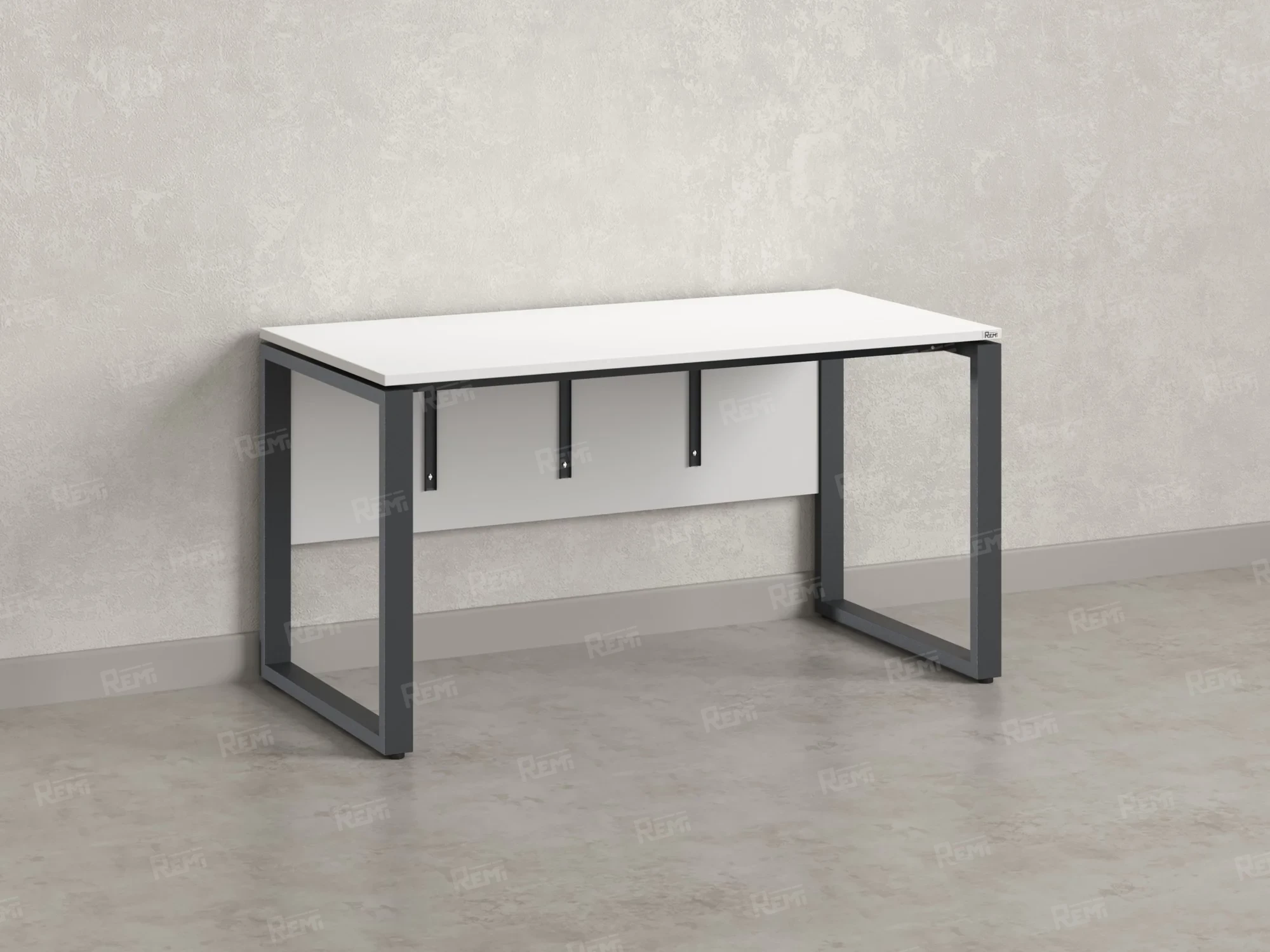 Стол прямой, О-опоры, экран ЛДСП,парящая стол-ца 1400x600x750 RM008-14x6 Белый/Серый