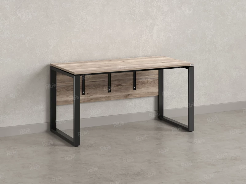 Стол прямой, О-опоры, экран ЛДСП,парящая стол-ца 1800x600x750 RM008-18x6 Дуб Маувелла/Черный