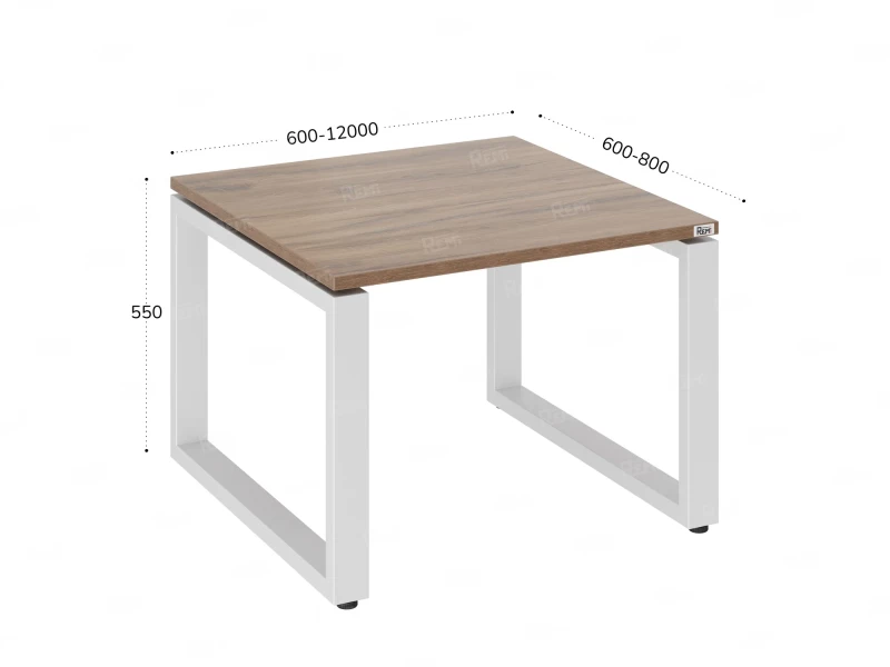 Журнальный стол с полкой 1000x600x550 RM182-10x6 Дуб Юстус/Белый