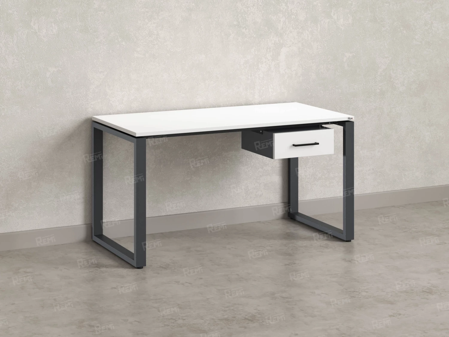 Стол прямой с подвесной тумбой, О-опора 1600x600x750 RM036-16x6 Белый/Серый