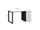 Стол прямой с тумбой на О-образных опоре, правый 1600x700x750 RM105-16x7 Белый/Черный