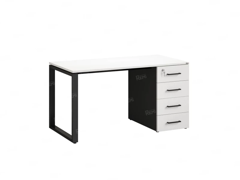 Стол прямой с тумбой на О-образных опоре, правый 1600x700x750 RM105-16x7 Белый/Черный
