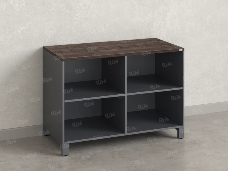 Стеллаж низкий, 4 ячейки 1200х600х850 RM145-12x6 Дуб Апрельский шоколад/Серый