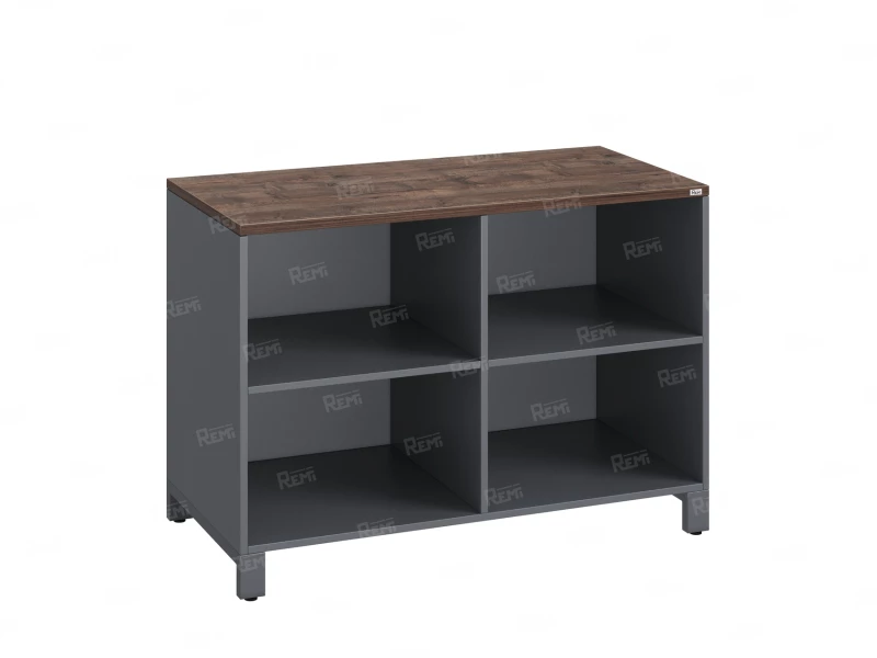Стеллаж низкий, 4 ячейки 1200х600х850 RM145-12x6 Дуб Апрельский шоколад/Серый