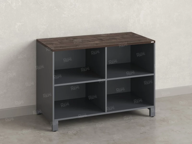 Стеллаж низкий, 4 ячейки 1200х600х850 RM145-12x6 Дуб Апрельский шоколад/Серый