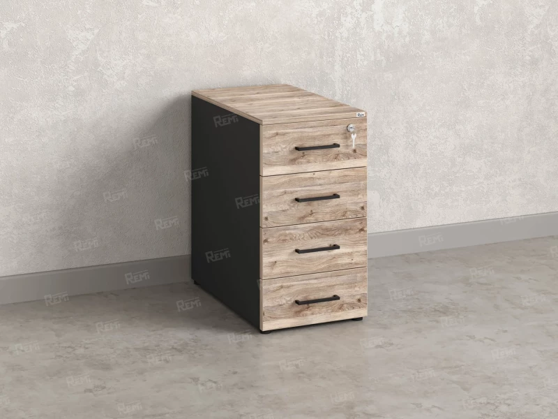 Тумба приставная, 4 ящика 400x600x750 RM121-40x60 Дуб Маувелла/Черный
