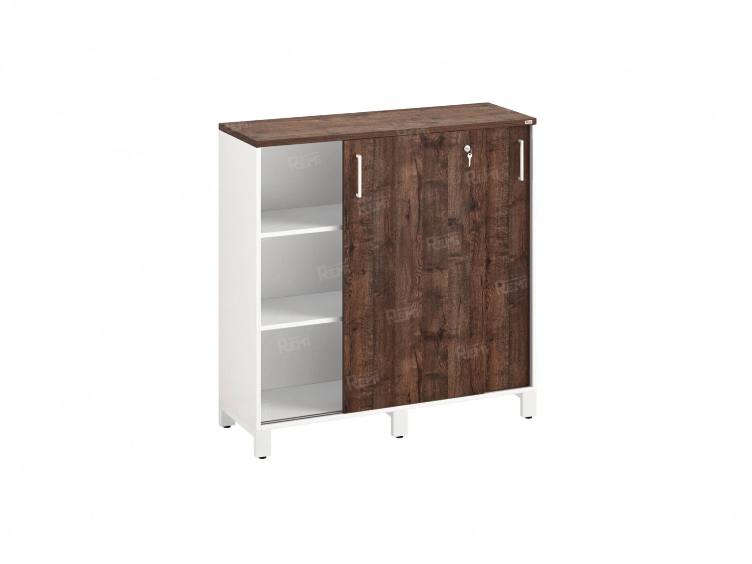 Шкаф-купе низкий, 3 полки 1200x420x1200 RM128-120x42 Дуб Апрельский шоколад/Белый