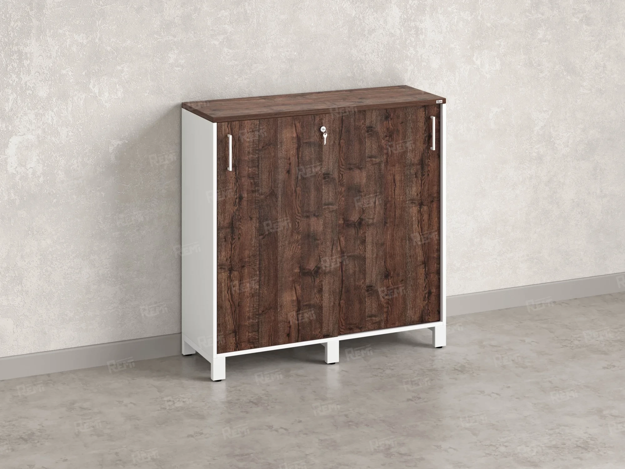 Шкаф-купе низкий, 3 полки 1200x420x1200 RM128-120x42 Дуб Апрельский шоколад/Белый