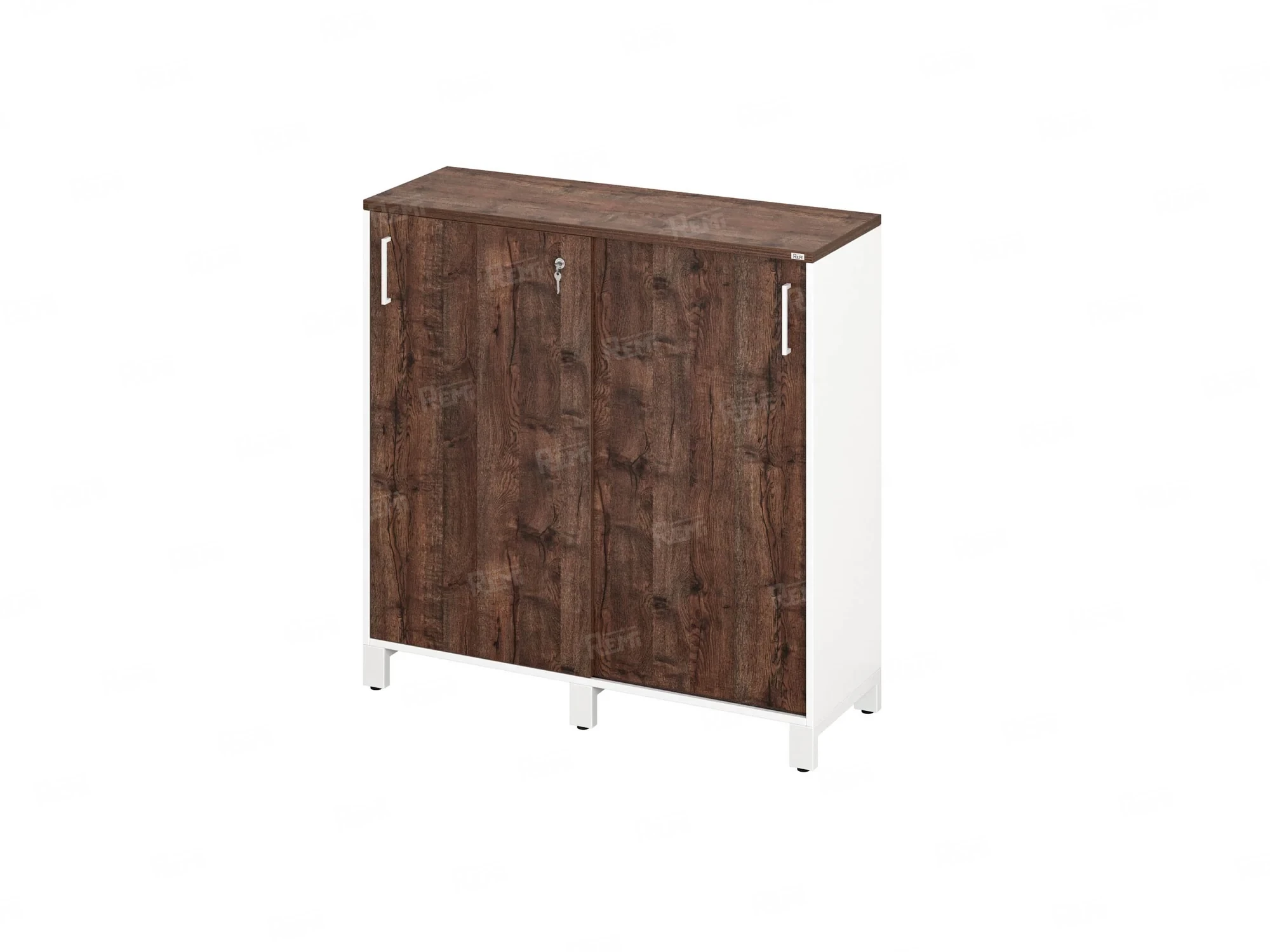 Шкаф-купе низкий, 3 полки 1200x420x1200 RM128-120x42 Дуб Апрельский шоколад/Белый