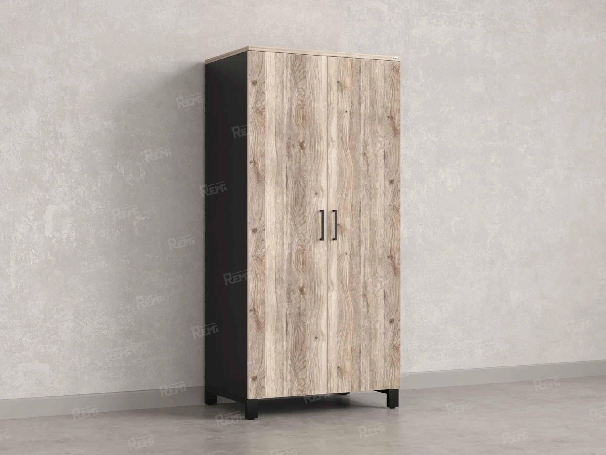 Гардероб, штанга, 1 полка 900x600x1900 RM158-90x60 Дуб Маувелла/Черный