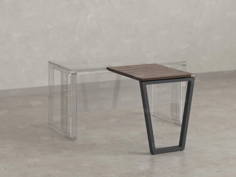 Брифинг прямой, с парящей столешнецей, на U-образном каркасе 1600x700x750 RM074-16x7 Дуб Апрельский шоколад/Серый