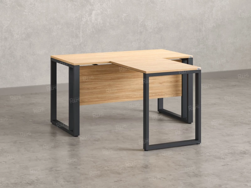 Стол с брифингом на О-образных опорах с экраном ЛДСП RM046-10x8 1000x1800x750 Вяз Швейцарский светлый/Серый