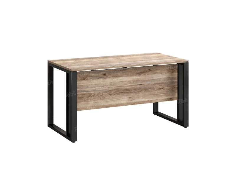 Стол прямой на О-образных опорах с экраном ЛДСП 1400x800x750 RM041-14x8 Дуб Маувелла/Черный