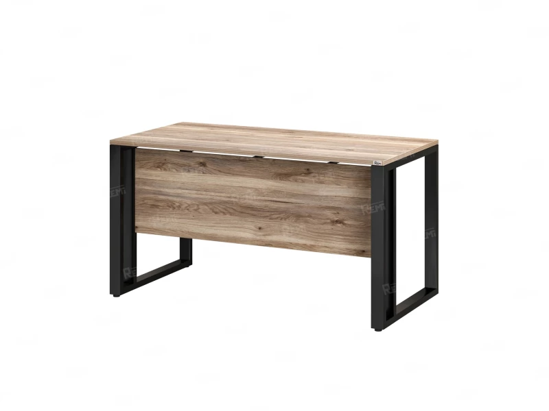 Стол прямой на О-образных опорах с экраном ЛДСП 1400x800x750 RM041-14x8 Дуб Маувелла/Черный