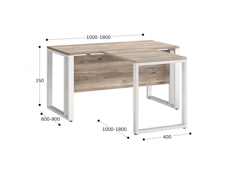 Стол с брифингом на О-образных опорах с экраном ЛДСП RM046-18x9 1800x2700x750 Дуб Маувелла/Белый