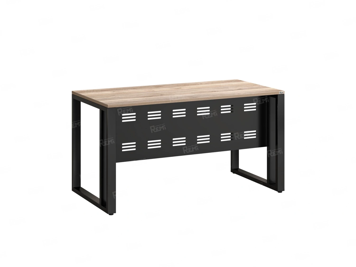 Стол прямой на О-образных опорах с металлическим экраном 1600x700x750 RM042-16x7 Дуб Маувелла/Черный