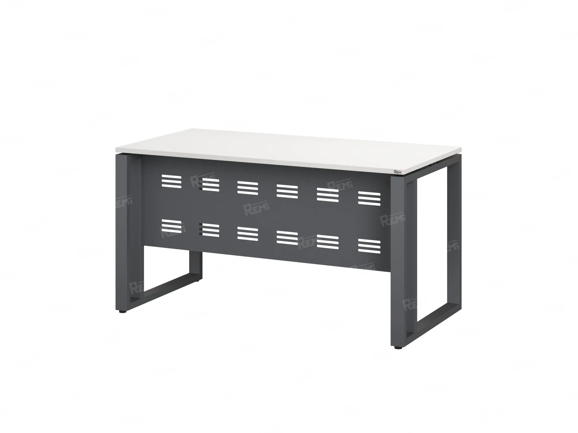 Стол прямой на О-образных опорах с металлическим экраном 2000x700x750 RM042-20x7 Белый/Серый