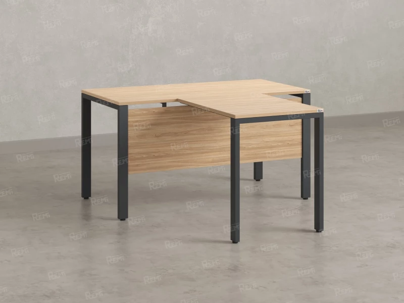 Стол с брифингом на П-образных опорах с экраном ЛДСП RM044-16x8 1600x2400x750 Вяз Швейцарский светлый/Серый