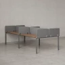 Бенч-система, 4 рабочих места, на П-образных опорах, 8 тканевых экранов 1000x1600x750 RM166-1-10x16 Дуб Юстус/Серый