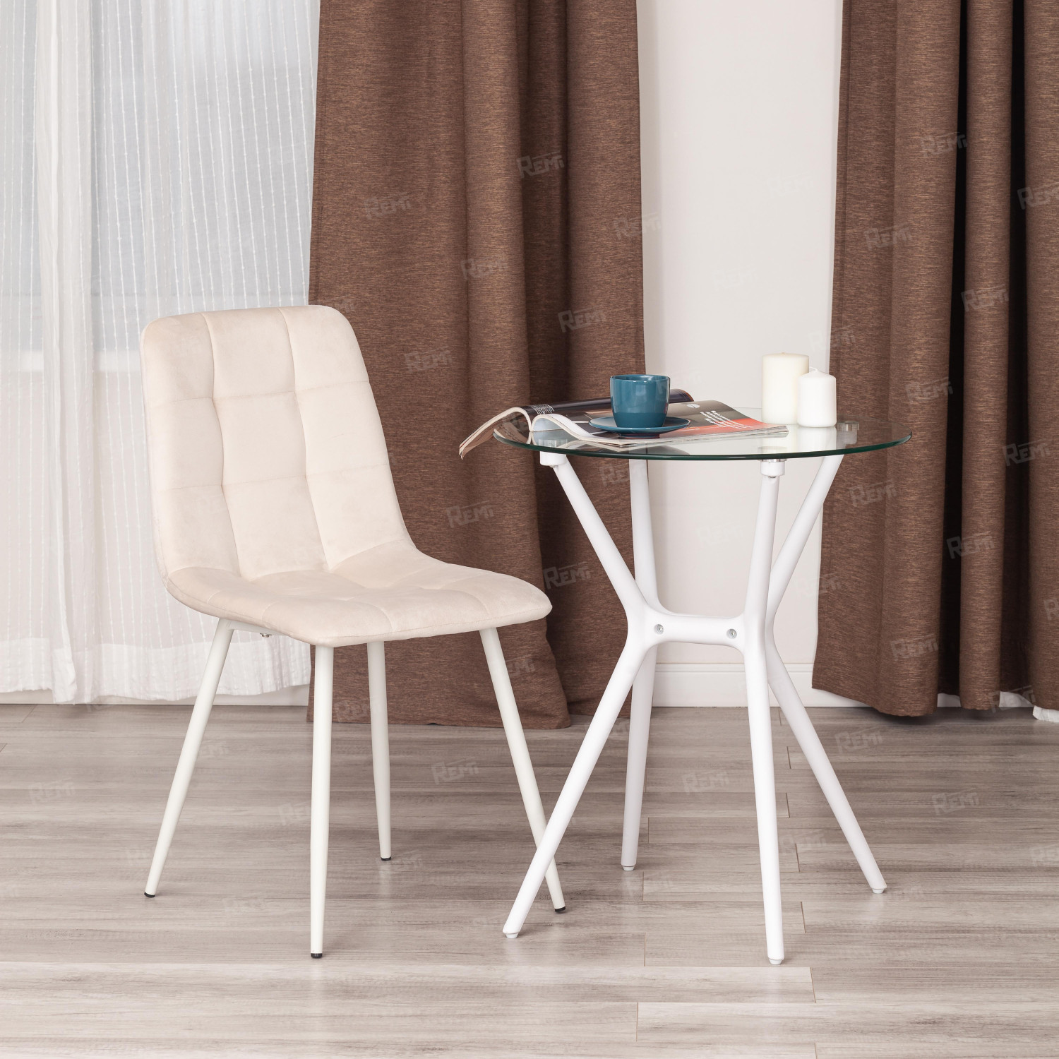 21420 Стул CHILLY (mod. 7094-1) Бежевый/Бежевый, Вельвет