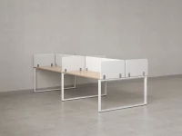 Бенч-система, 4 рабочих места, на О-образных опорах, 8 тканевых экранов 2800x1200x750 RM170-1-14x12 Вяз Швейцарский светлый/Белый